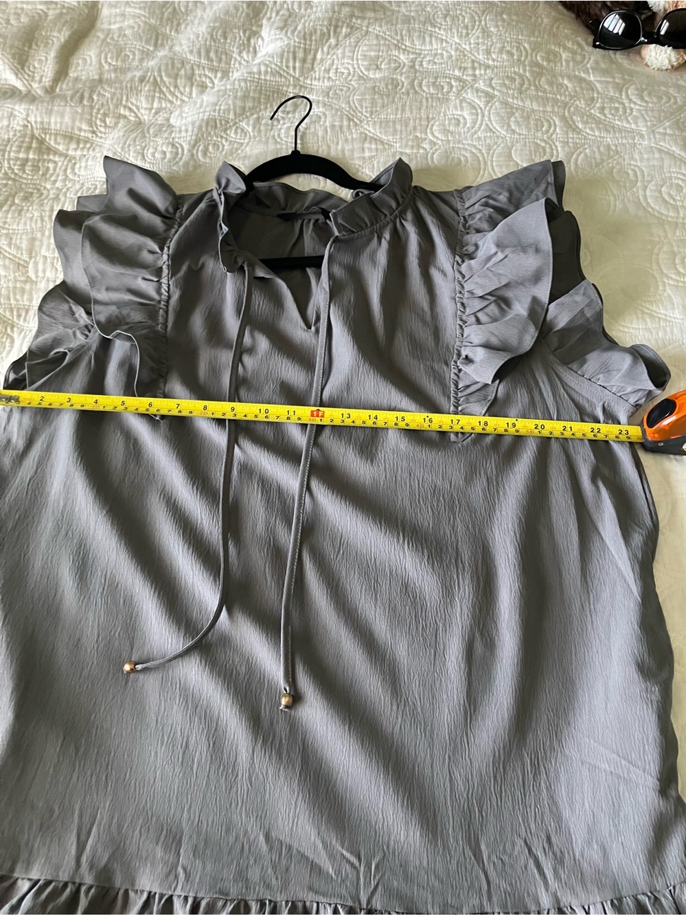 NWOT- Dokotoo Gray Ruffle Sleeve Babydoll Dress Size XXL (18) Boho Mini - Picture 8 of 11